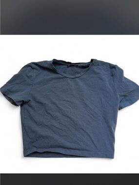 Zara Slate Blue Short Sleeve Crop Top